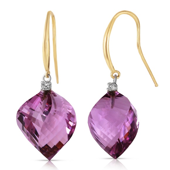 Galaxy Gold Products Jewelry - EARRINGS  DIAMONDS & TWISTED BRIOLETTE AMETHYST